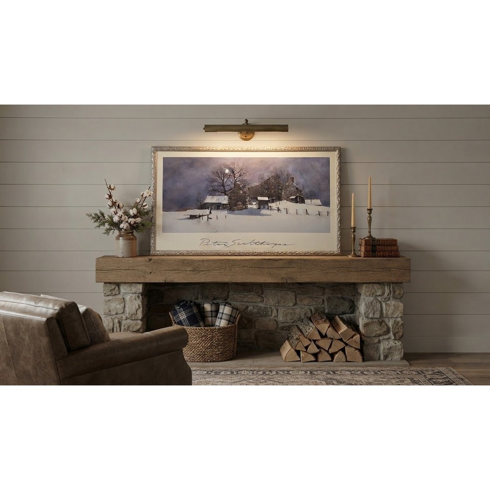 Peter Sculthorpe Winter Landscape Framed Print Moonlit Stone Farmhouse 41.5x24